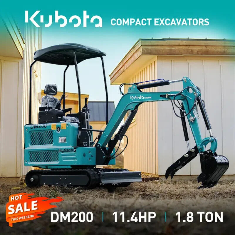 1.8 ton new mini excavator + grabber American Kubota diesel engine free shipping