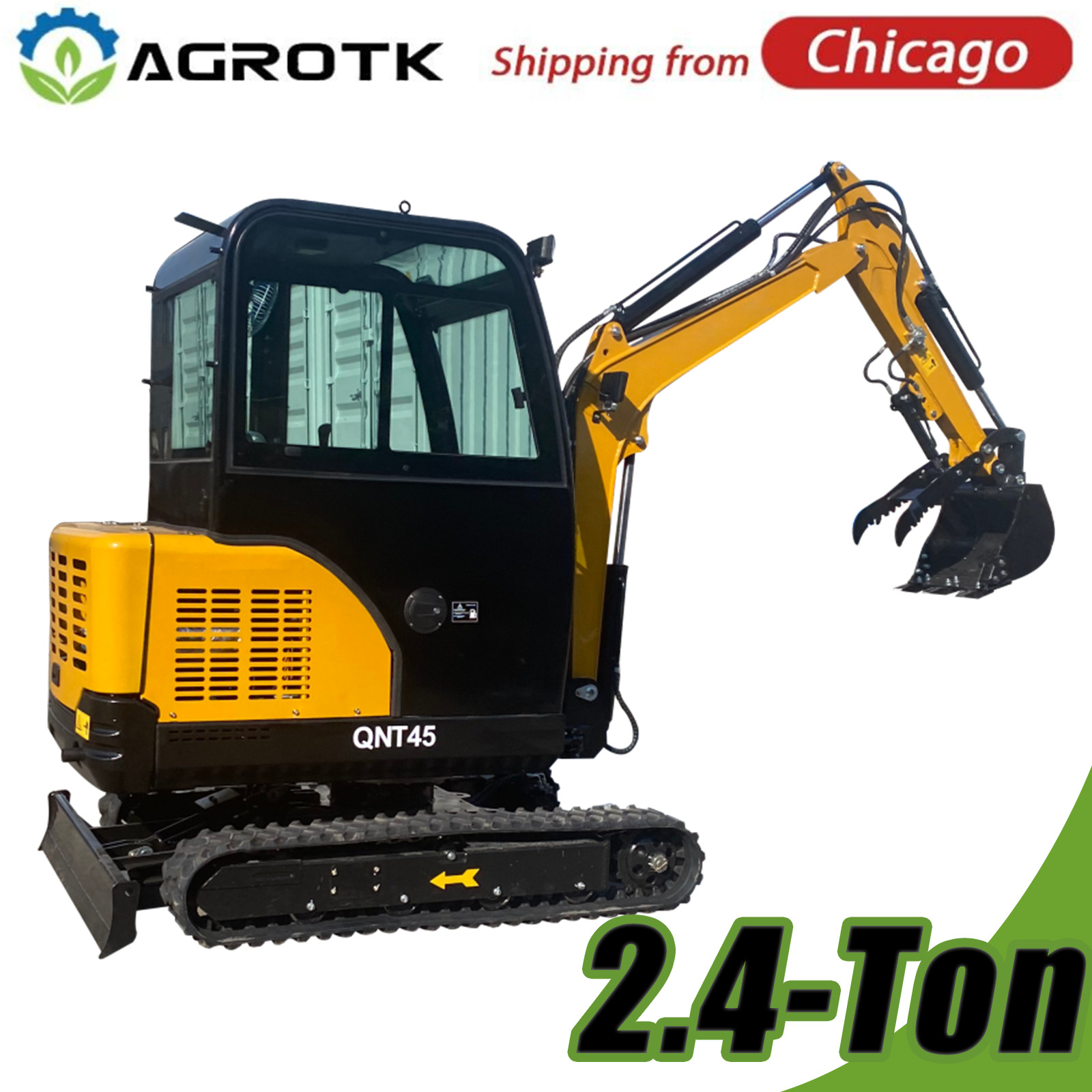 Mini Excavator Crawler Digger Kubota Diesel Engine w/Hydraulic Thumb&Swing Boom