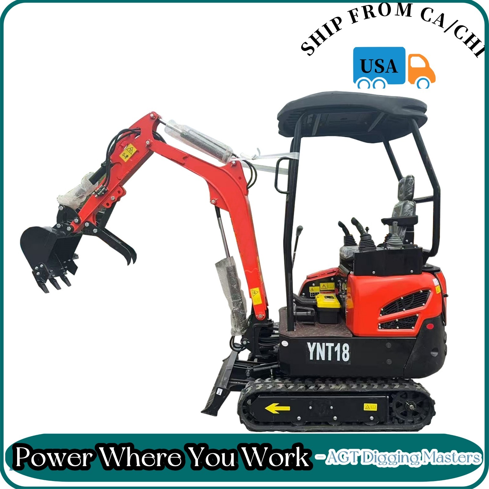 AGT YNT18 1.5 Ton Mini Excavator Crawler Yanmar Diesel Engine EPA Certified NEW