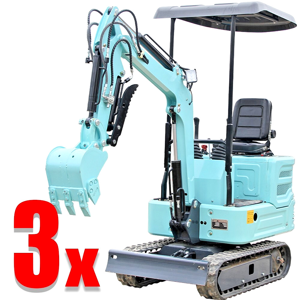 3 Units Kubota Diesel 1Ton 2200lbs Mini Excavator Hydraulic Thumb garden Farm