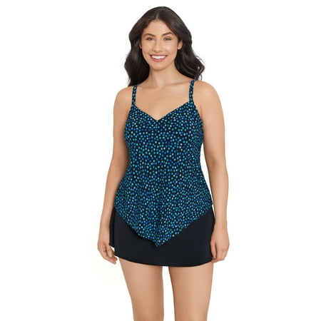Trimshaper Women’s Hank Handkerchief Tankini Swimsuit Top – Funfetti