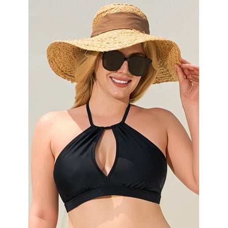 Ocean Blues Women’s Plus Size Cutout V Neck Strings Halter Bikini Top Size XXL