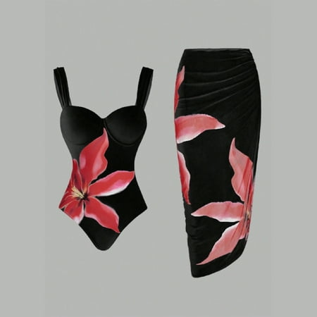 Awdenio Swimsuit Two-piece Bikini Sexy Flower Print Tight Sexy Two-piece Sports Swimsuit