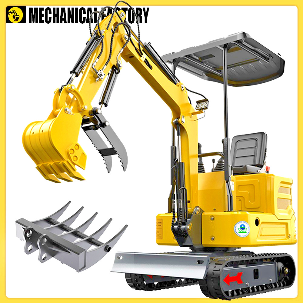 FREE SHIP 13.5HP Gas Mini Hydraulic Thumb Excavator Crawler Digger + FREE RAKE