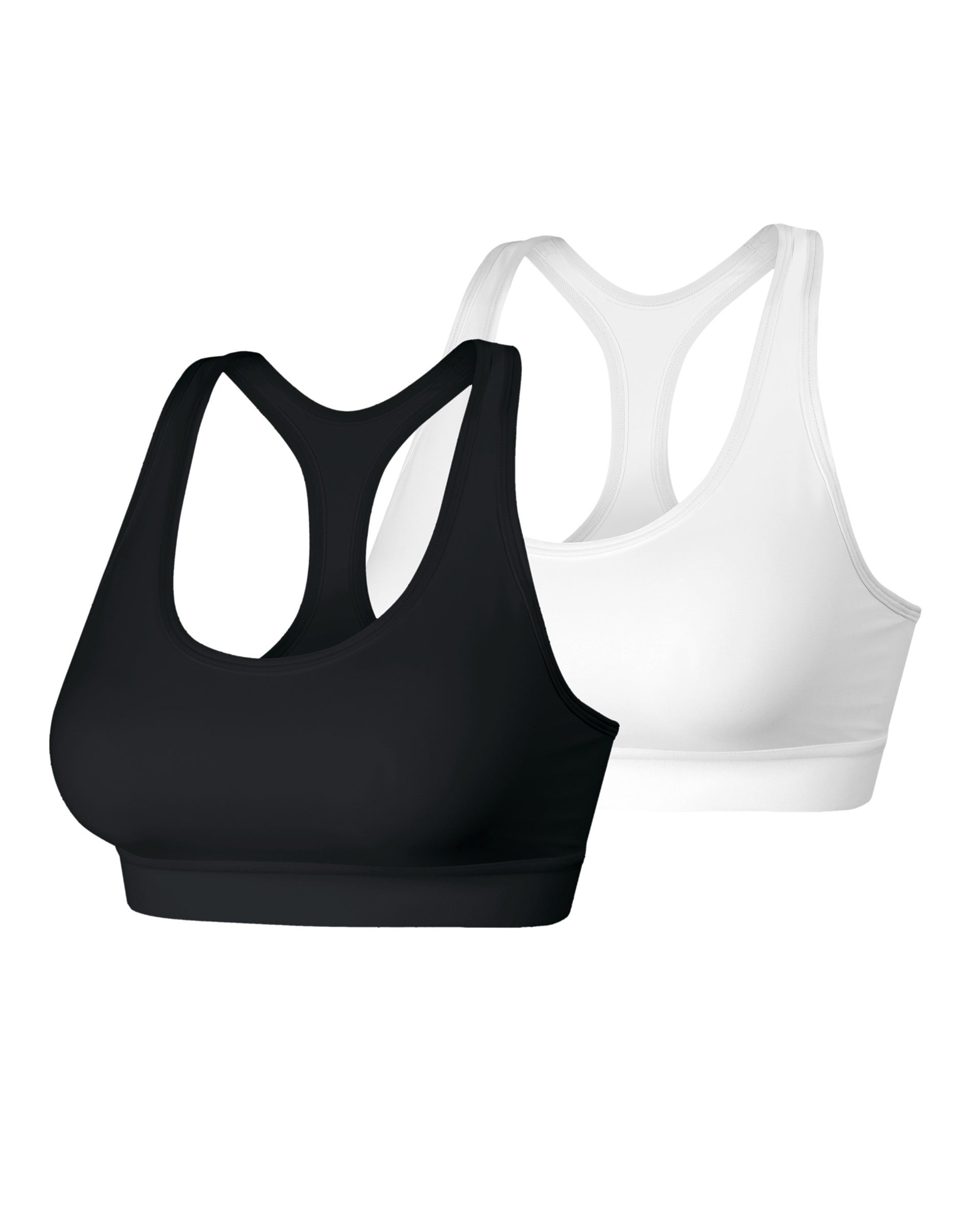 Hanes Sport Women’s Racerback Sports Bra with Compression, 2-Pack Black/White XL