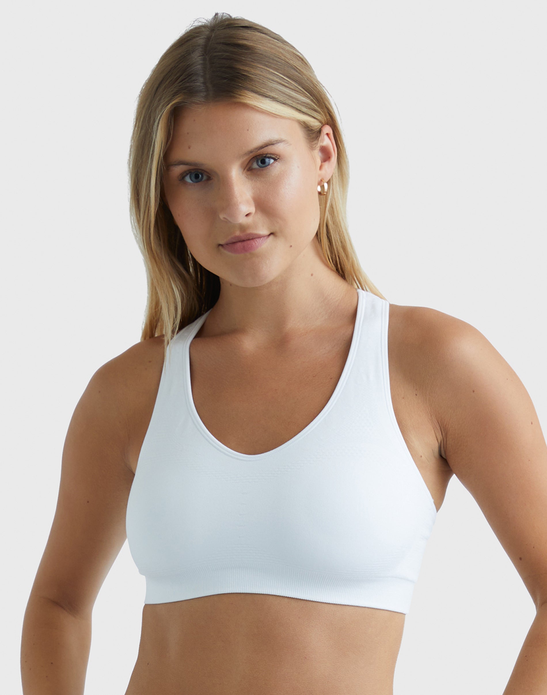 Hanes Sport Women’s Seamless Racerback Sports Bra White L