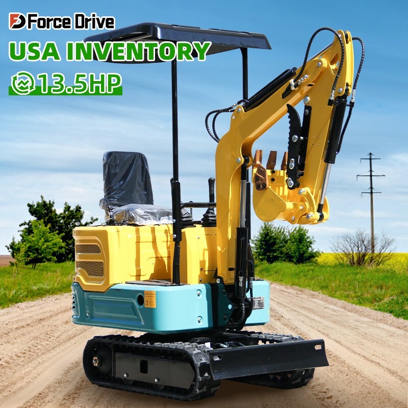 2000lb Mini Excavator Hydraulic Gasoline 13.5HP Garden Crawler USA Stock 1ton