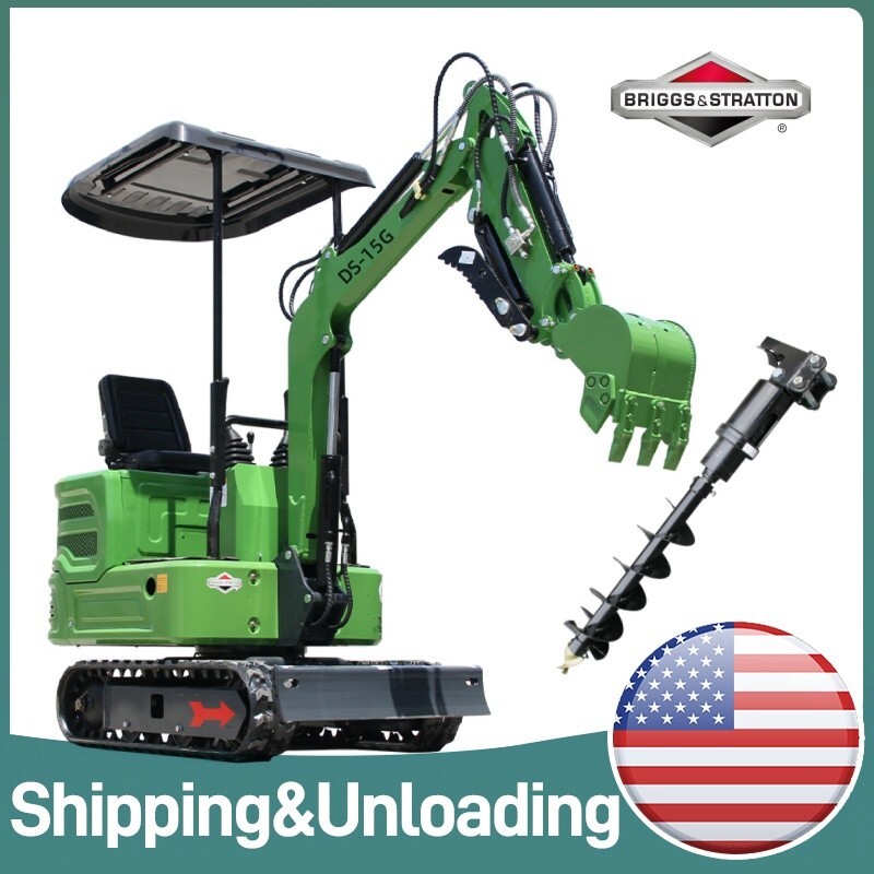 Chinese Mini Excavator Tracked 13.5HP 1 Ton Hydraulic Gasoline B&S 200mm Auger