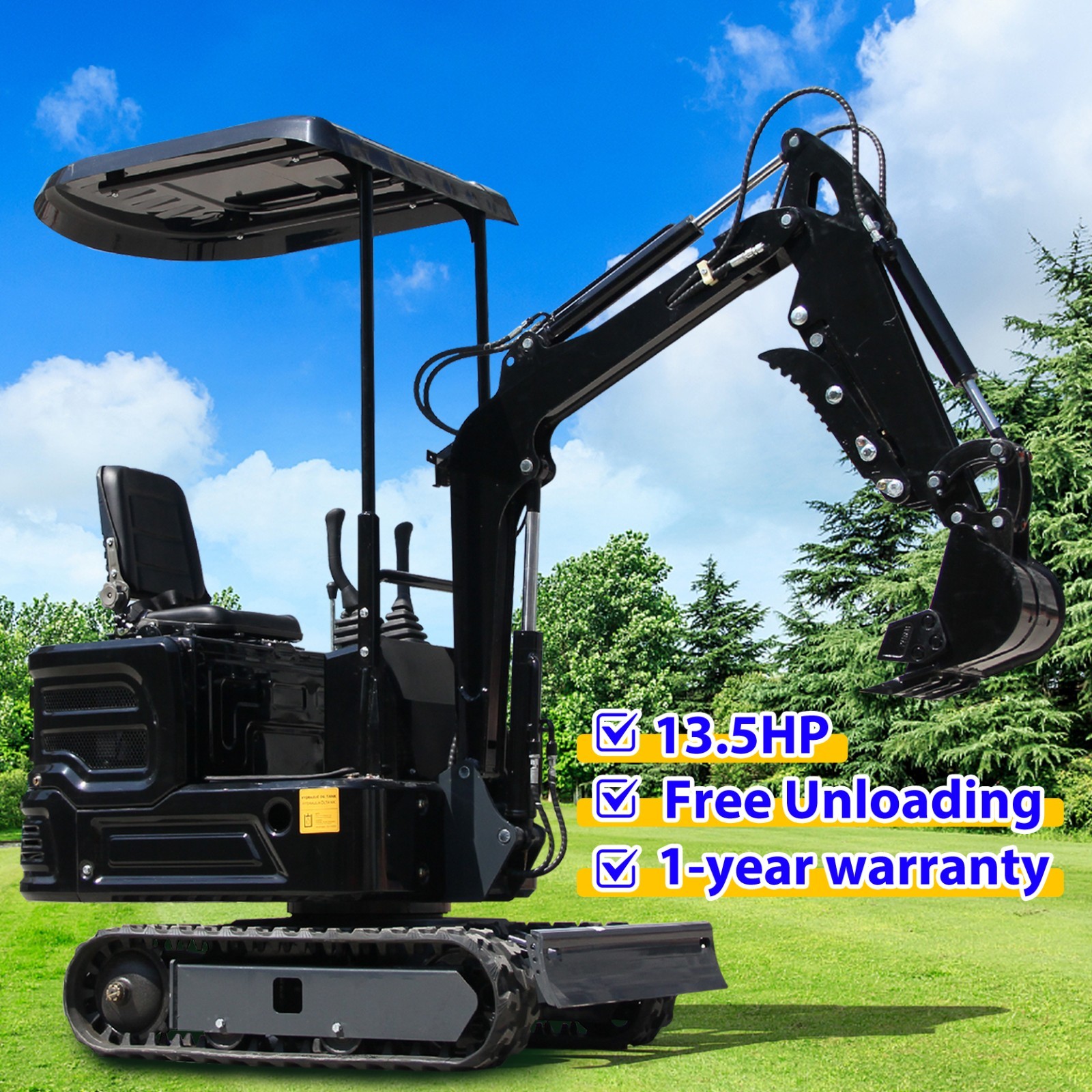 A Chinese 2000lbs Mini Hydraulic Excavator  Tracked Digger 13.5HP W/Canopy In US