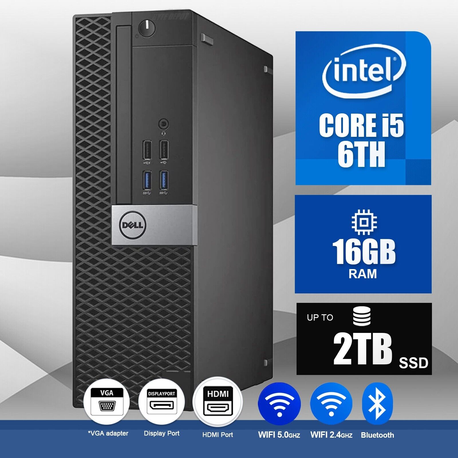 DELL Desktop Computer PC i5, 16GB RAM, Up to 2TB SSD,Windows 11, WIFI BT, DVD-RW