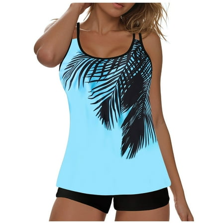 Caqnni Women’s Underwire Tankini Top Tummy Control Bathing Suits Sexy V Neck Crossover Swim Top Only Tankini Top Only Swimwear Beachwear Bikini (3XL,Blue)