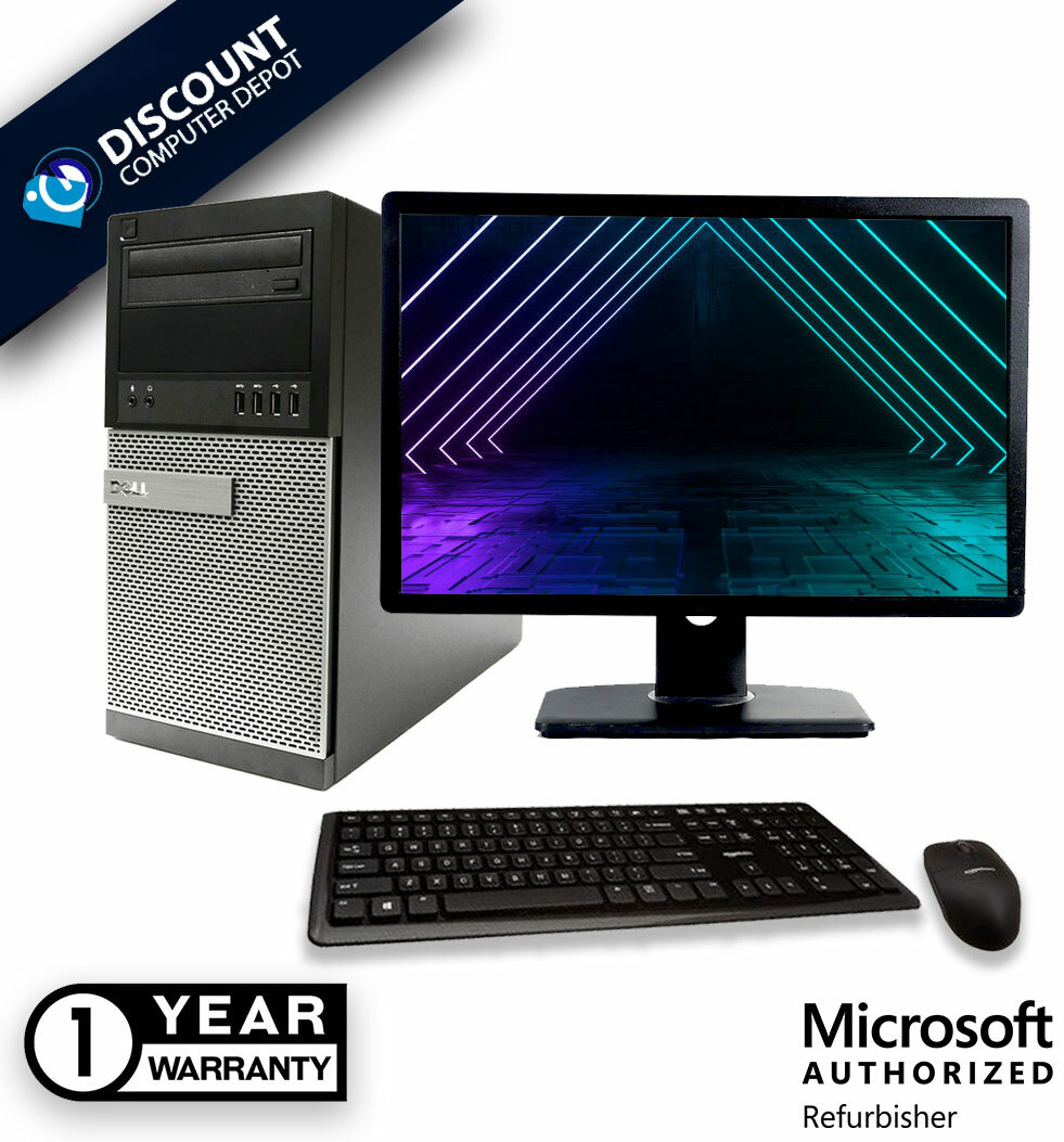 Dell i5 Desktop Computer Tower 8GB 500GB HD Windows 10 PC 19″ LCD DVD USB 3.0