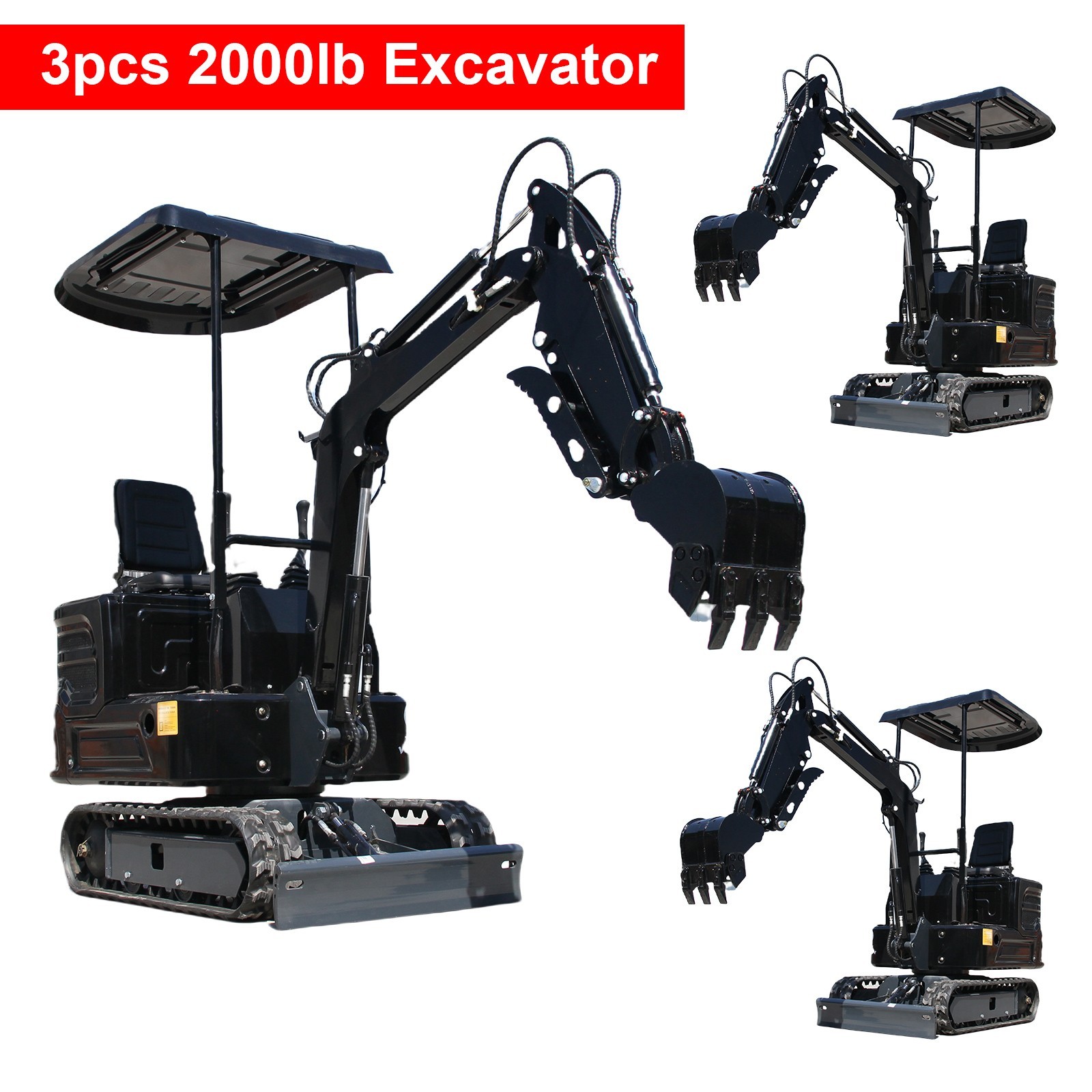 3PCS Mini Excavator Crawler Gasoline Engine 1ton Digger Excavator Free Shipping