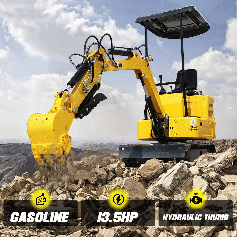 Free Shipping Mini Excavator Garden Gasoline USA Inventory 13.5HP Crawler Digger