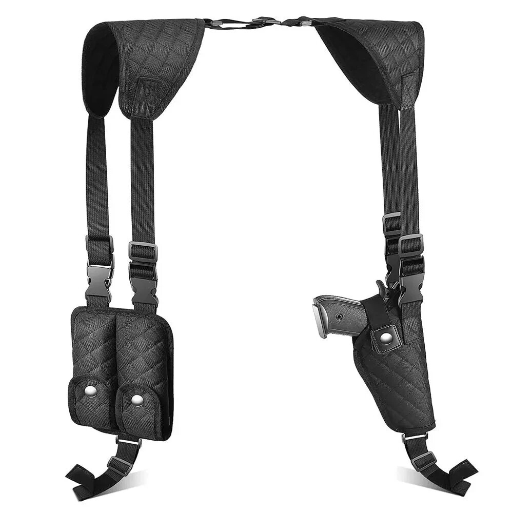 Tactical Concealed Shoulder Holster Gun Holster with Double Magazine Pouch