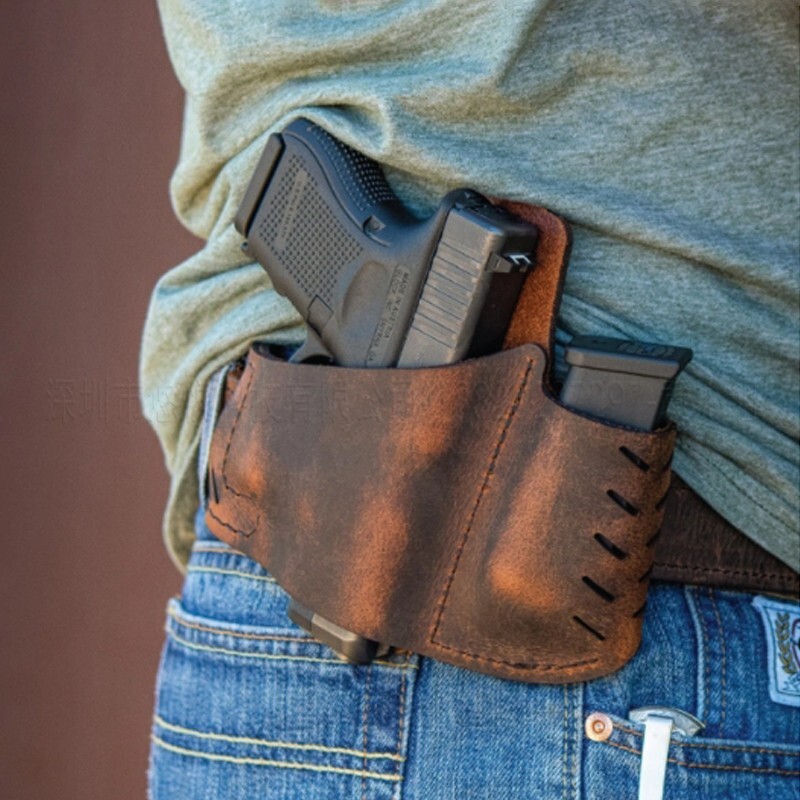 Universal Tactical Concealed Carry Right Hand IWB OWB Leather Gun Holster Pistol