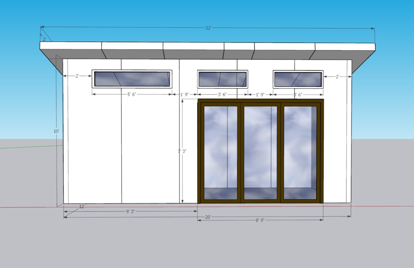 20’X12′  KIT TINY HOUSE SHELL  With Windows & Doors, OFFICE / ROOM / HOUSE KIT