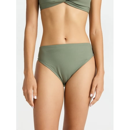 Time and Tru Women’s and Women’s Plus Hi Cut Mid Rise Bikini Bottoms, Sizes XS-2X