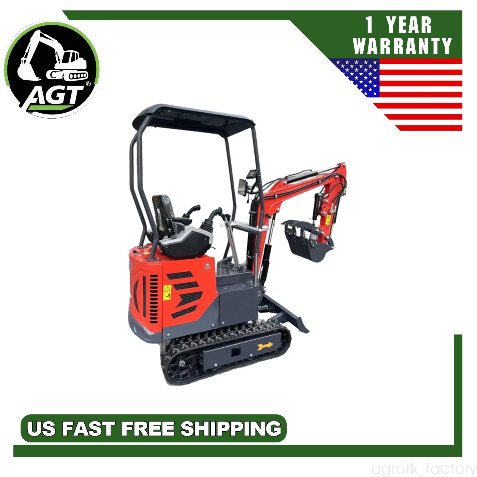 1.2ton Mini Excavator Tracks Swing Boom Mini Digger Excavator&Hydraulic ThumbAGT