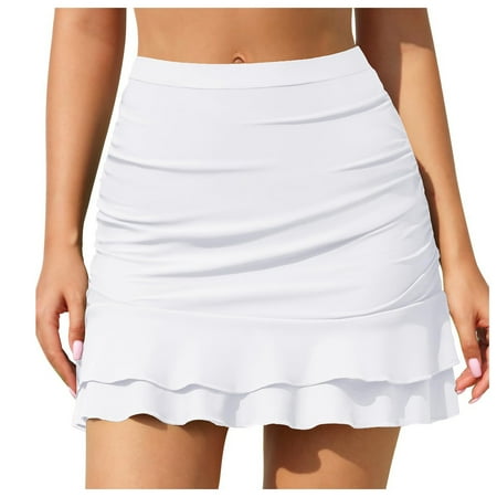 WXLWZYWL Fashion Women’s Solid Bikini Swimsuit Summer Bottoms High Waist Swim Skirt Swimwear Swimsuit Beachwear