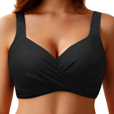 Women’s Underwire Bikini Tops – Push Up Swim Top with Bra Padding, Black, for Vacations and Swimming, Available in Multiple US Sizes