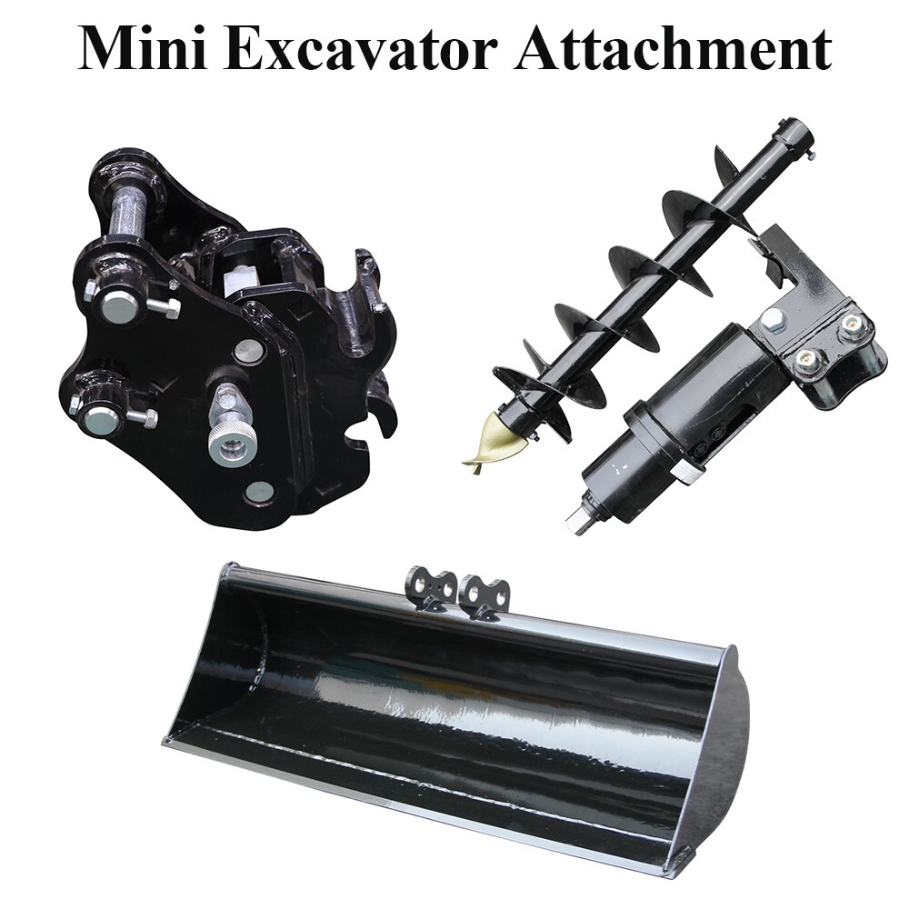 Mini Excavator Attachment Machinical Quick Hitch Auger Plain Bucket US Stock
