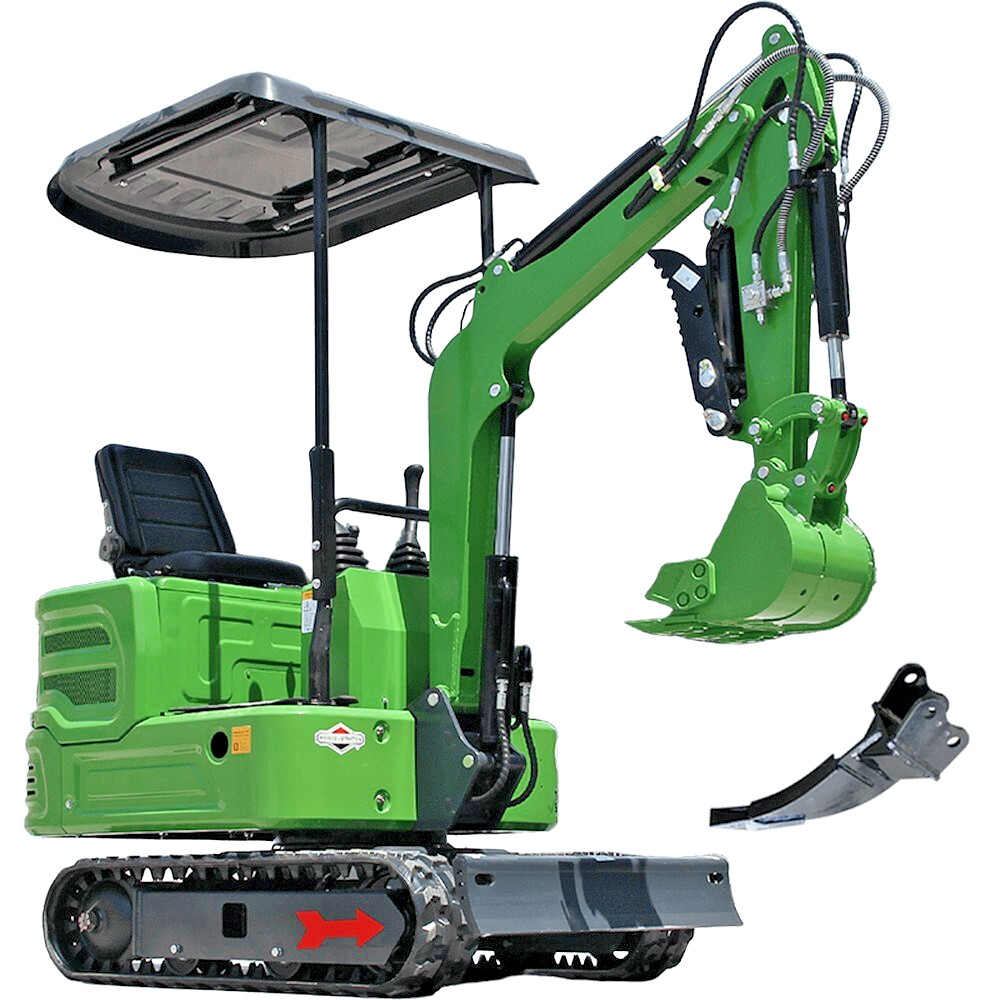 FREE RIPPER 1Ton Mini Excavator Tracked Digger 13.5HP Hydraulic Thumb B&S Gas