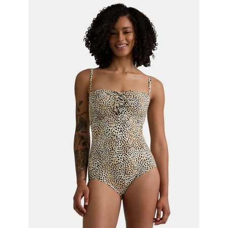 Embrace Your Curves by Miracle Brands Women’s and Women’s Plus Daphne Lace Up One Piece Swimsuit, Sizes M-2X