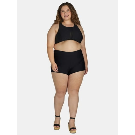 Time and Tru Women’s and Women’s Plus Mesh Inset Bikini Swim Top, Sizes S-3X