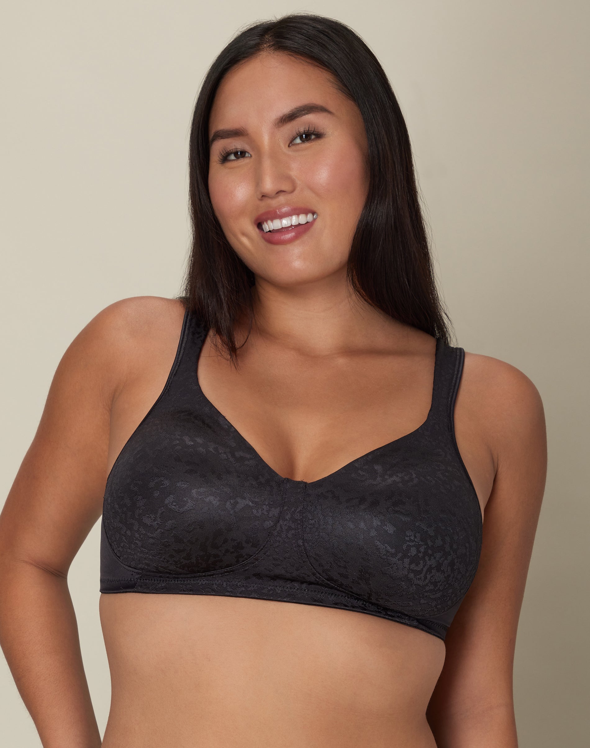 Playtex 18 Hour Ultimate Lift & Support Wireless Bra Black Animal 36C Women’s