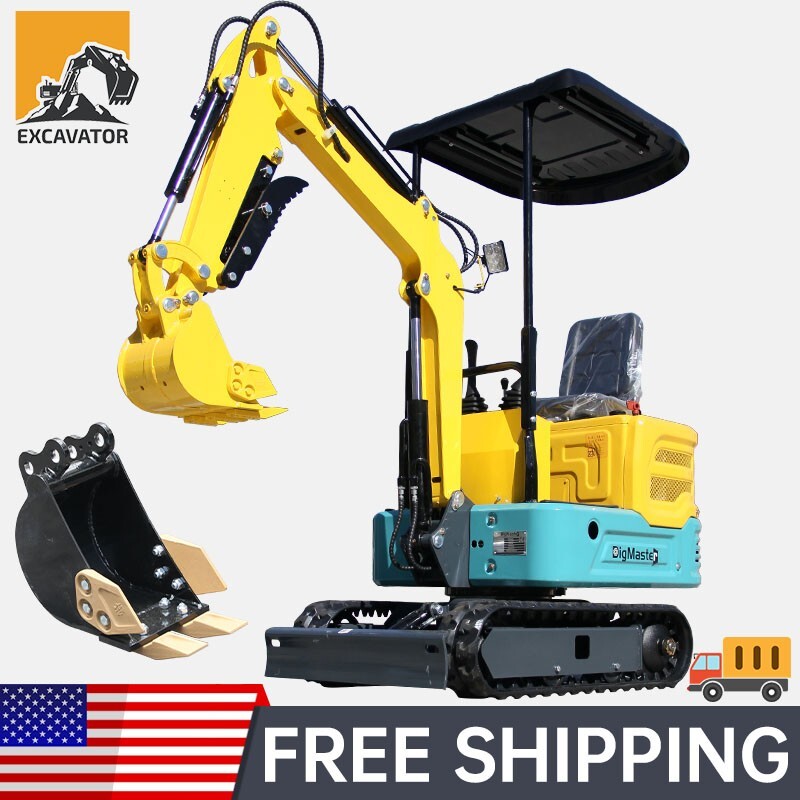 Mini Hydraulic Excavator W/Canopy 1Ton Digger 1.35HP Tracked Crawler EPA Engine