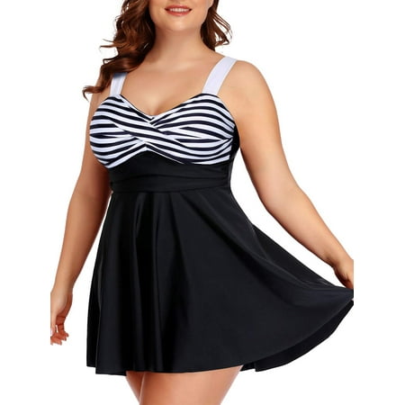 Rivelino Women Plus Size Two Piece Tankini Swimsuits Flowy Swimdress Tummy Control Bathing Suits with Shorts