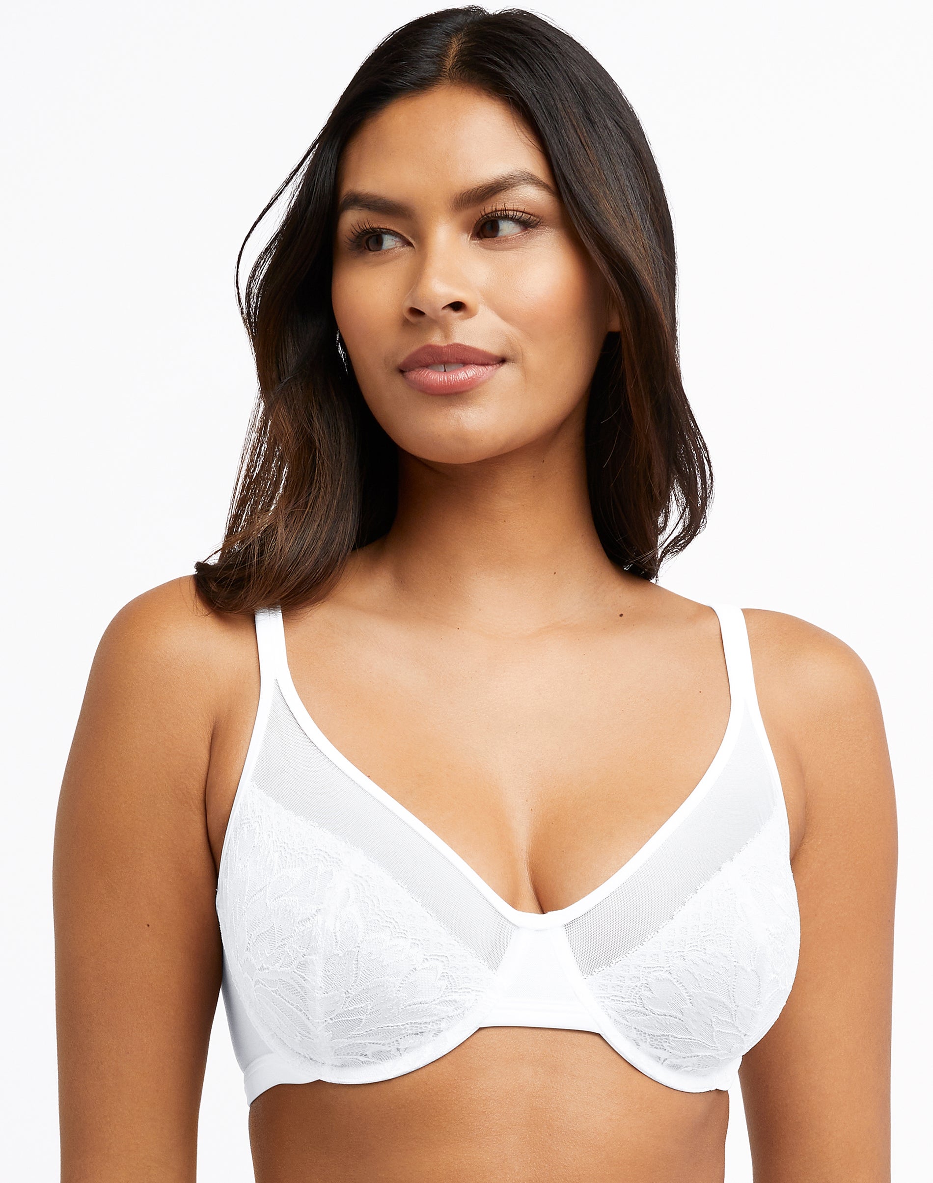 Bali One Smooth U Lightweight Lace Minimizer Bra White 34DDD Women’s