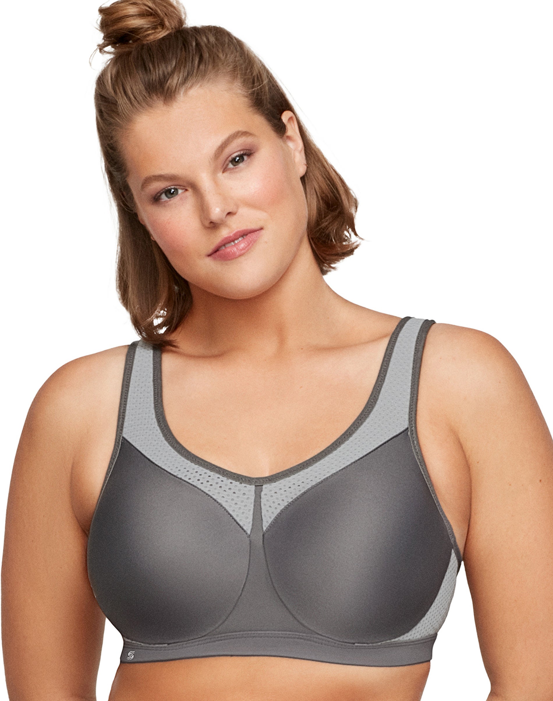 Glamorise Full Figure Plus Size High Impact WonderWire Sports Bra Grey/White 40D Women’s