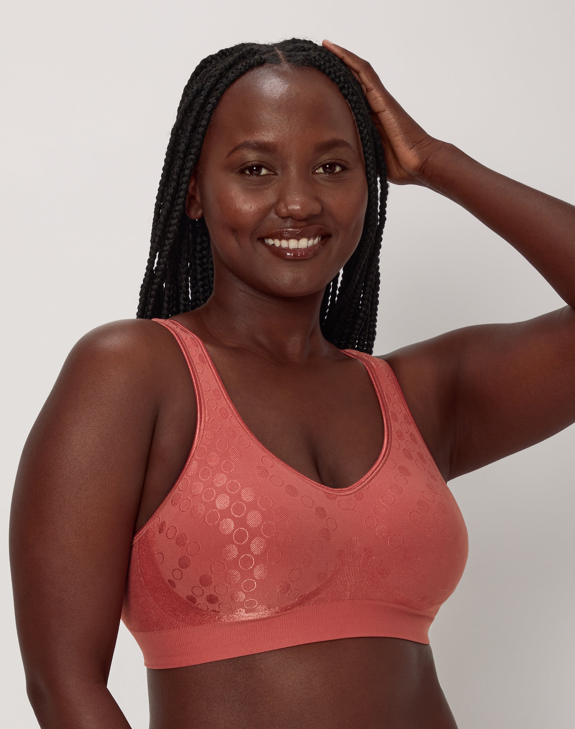 Bali Comfort Revolution ComfortFlex Fit Shaping Wireless Bra Tea Berry Dot S Women’s