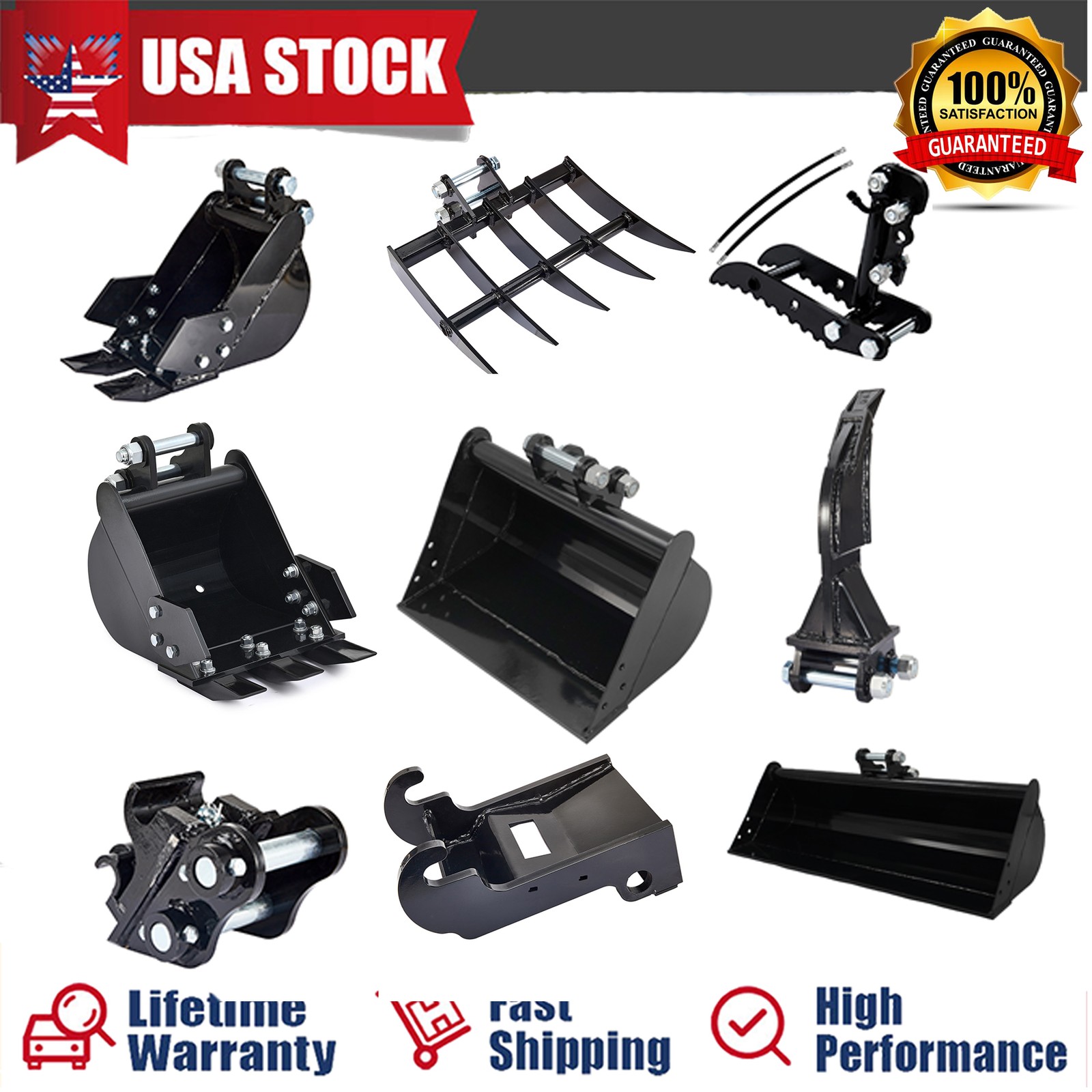 Bucket,Ripper,Rake,Bucket,Thumb,Coupler Digger Attachments For Mini Excavator