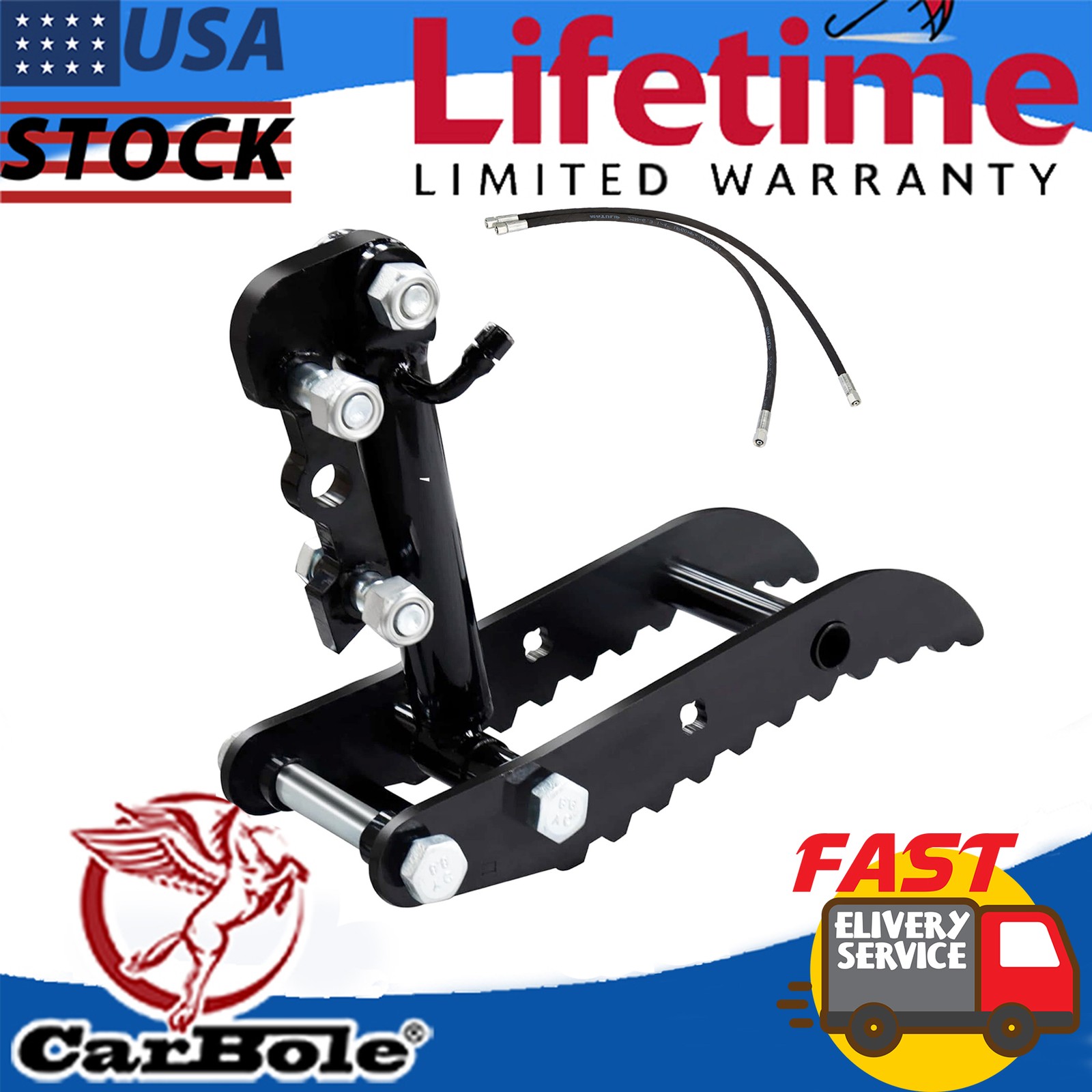 L-Shaped Hydraulic Thumb Clip Attachment W/ Hydraulic Hoses for Mini Excavator