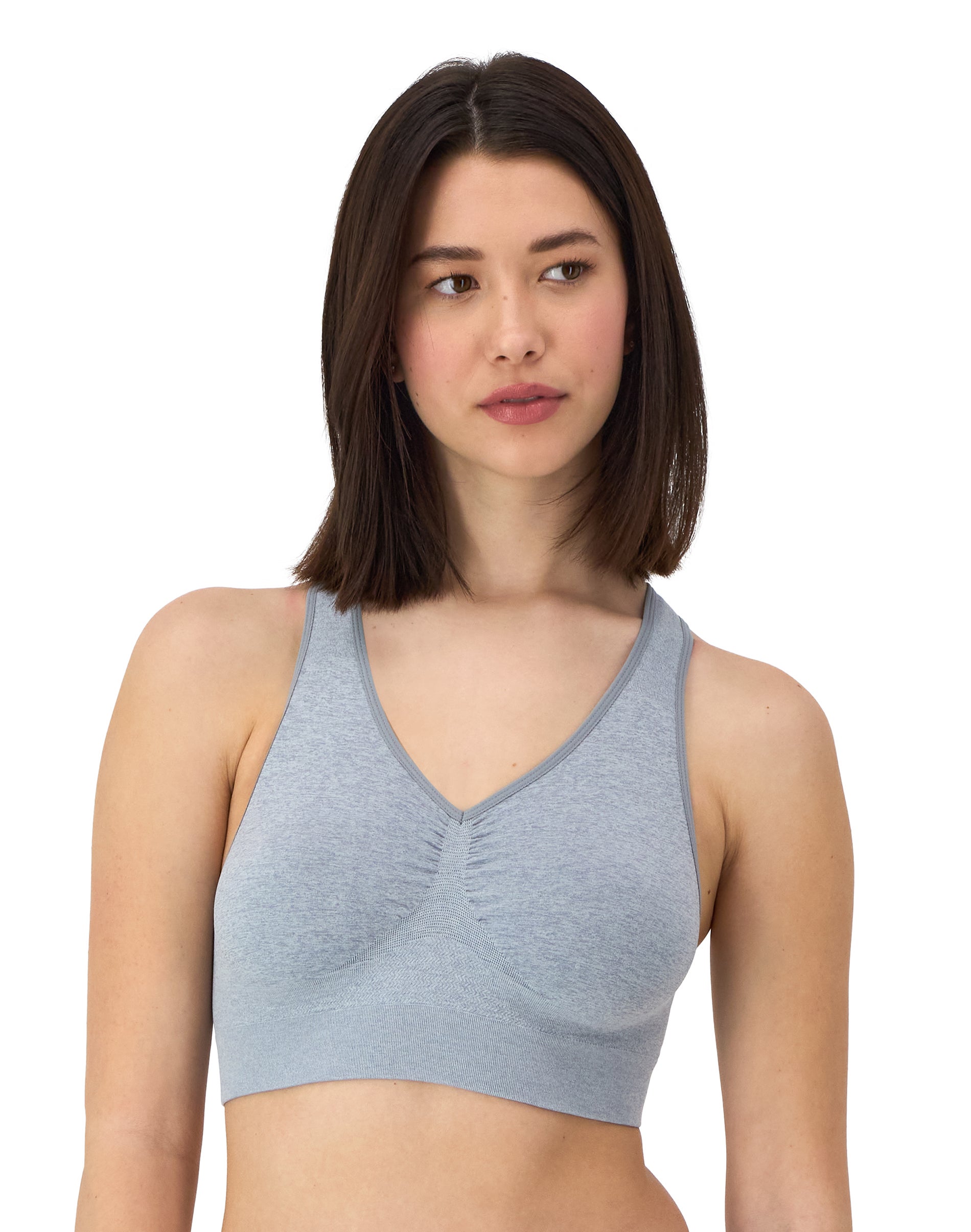 Hanes Women’s Seamless Racerback Bra, 2-Pack Concrete Pe Heather/Black XL
