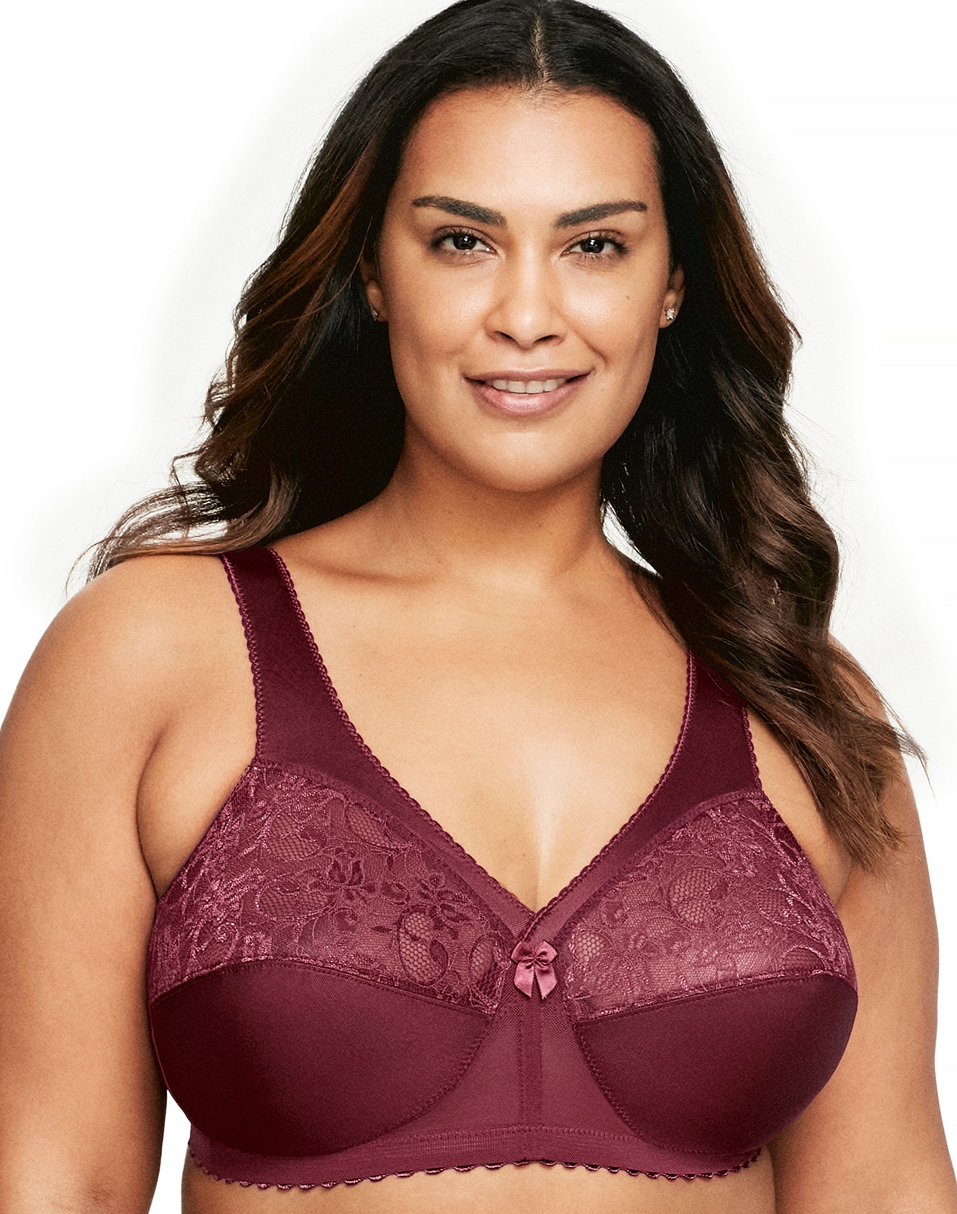 Glamorise Full Figure Plus Size MagicLift Original Wireless Support Bra Burgundy 48I Women’s