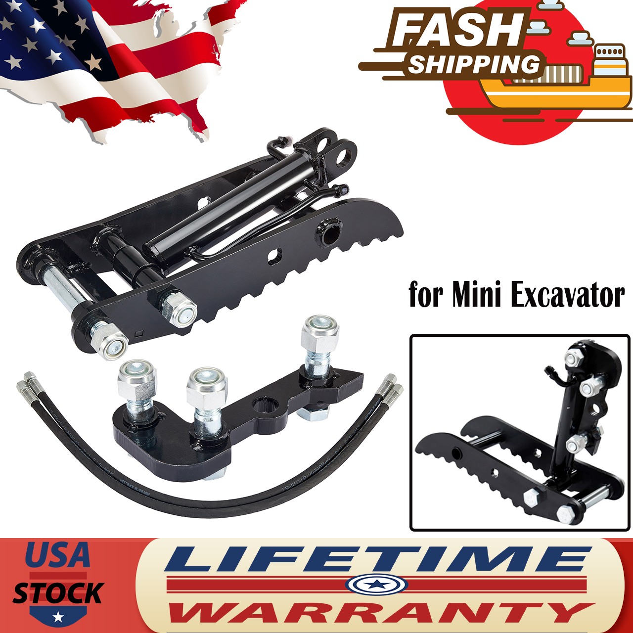 Fits Mini Excavator Attachment Three Holes Hydraulic Clip Thumb for Small Digger