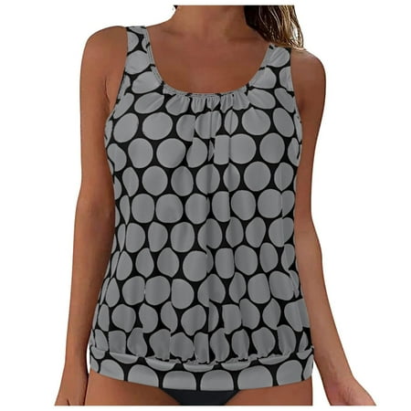 HongQid Modest Blouson Tankini Tops Women’s Sleeveless Bikini Bathing Swimwear Swimsuit Swim Tops Push Up