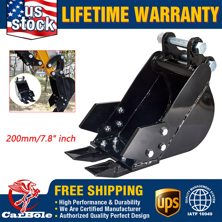 200mm/7.87″ Narrow Bucket Attachment 2 Teeth For Mini Excavators Digger Attachme