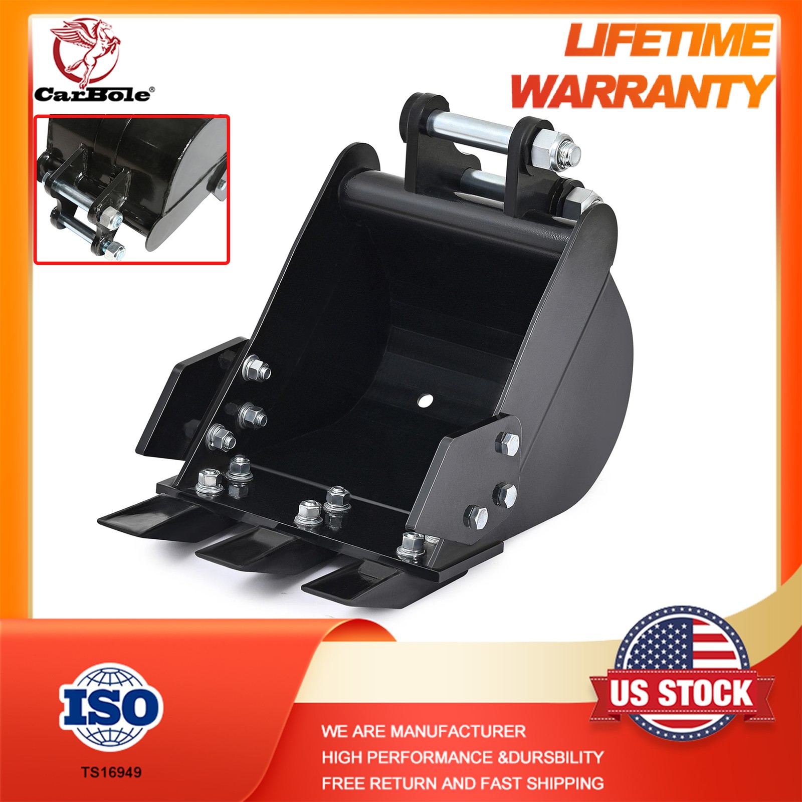 Narrow Bucket Replace For Mini Excavator Attachment with Teeth 12″ Trench Bucket