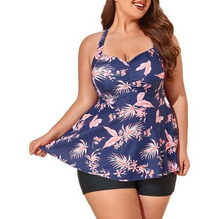 Summer Mae Plus Size Tankini Women 2 Pieces Swimsuits with Shorts Flowy Bathing Suits