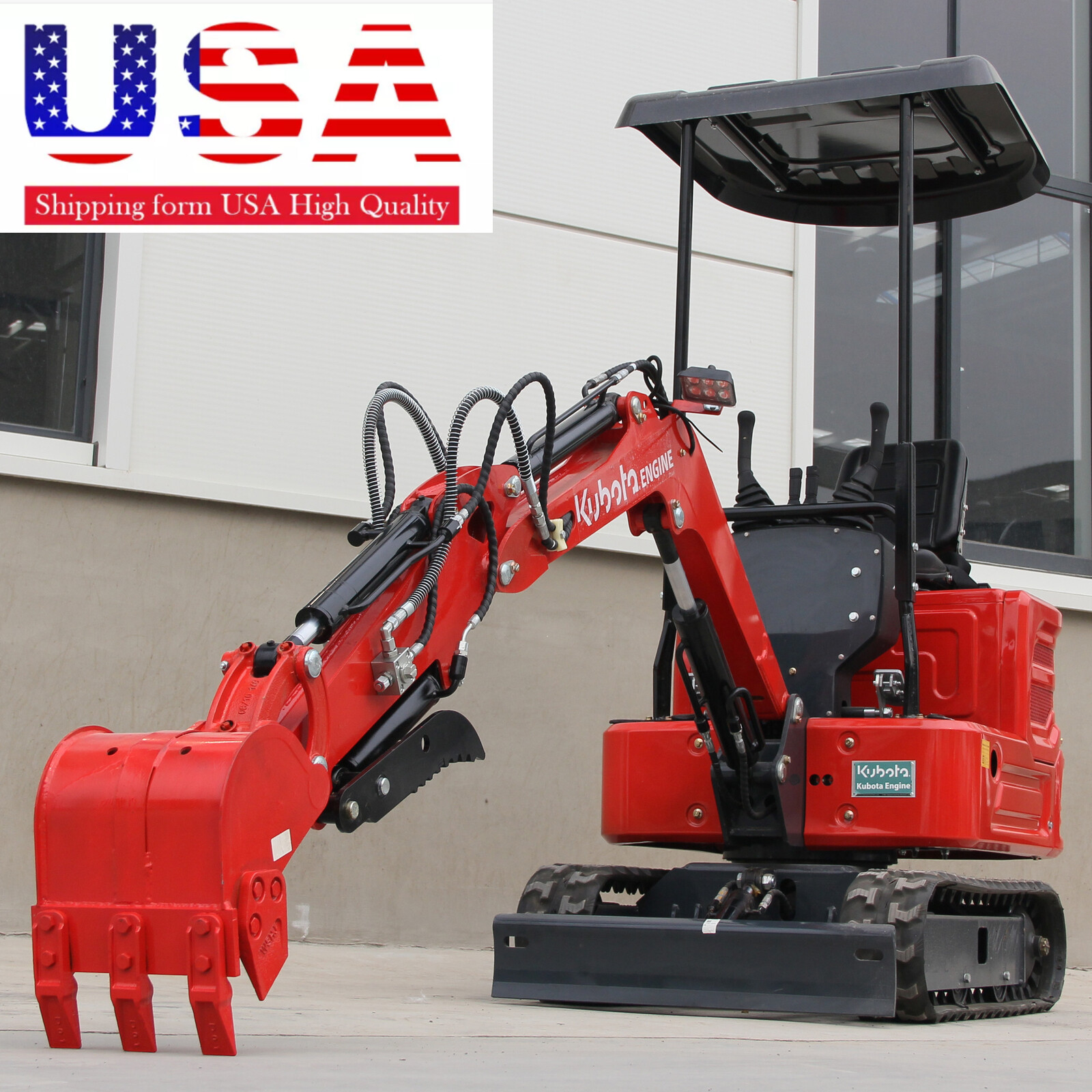 Mini Excavator 1.4Ton Digger 11.5hp Diesel Tracked Crawler Kubota EPA Engine USA