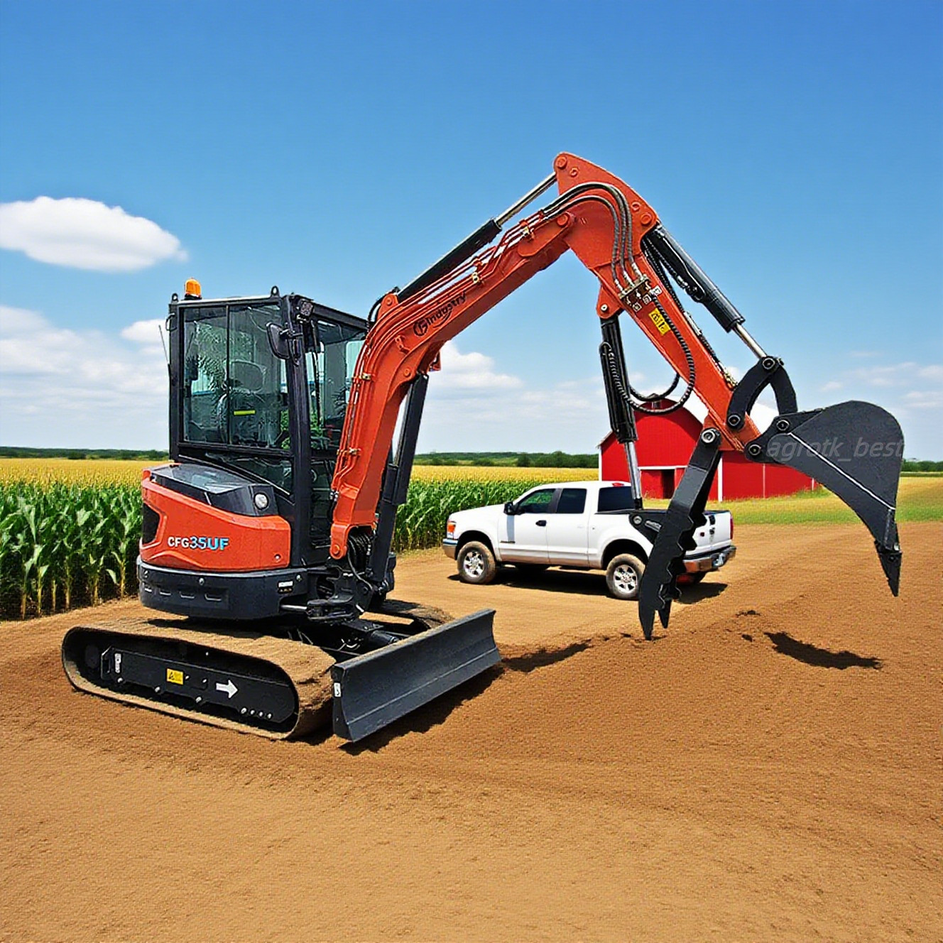 AGT 3.5Ton Mini Excavator Digger 20HP Kubota Diesel Engine w/Hydraulic Thumb NEW