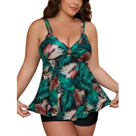 JYLFC Bating Suits for Women Plus Size Swimsuits Tankini with Shorts, 3xl