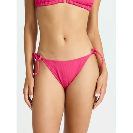 Time and Tru Women’s and Women’s Plus Ribbed Side Tie Bikini Swim Bottoms, Sizes XS-2X