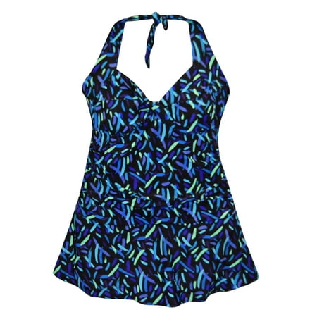 NWSC Women’s Plus Size Swimdress Swimsuit Retro Halter 18 – 24W Confetti