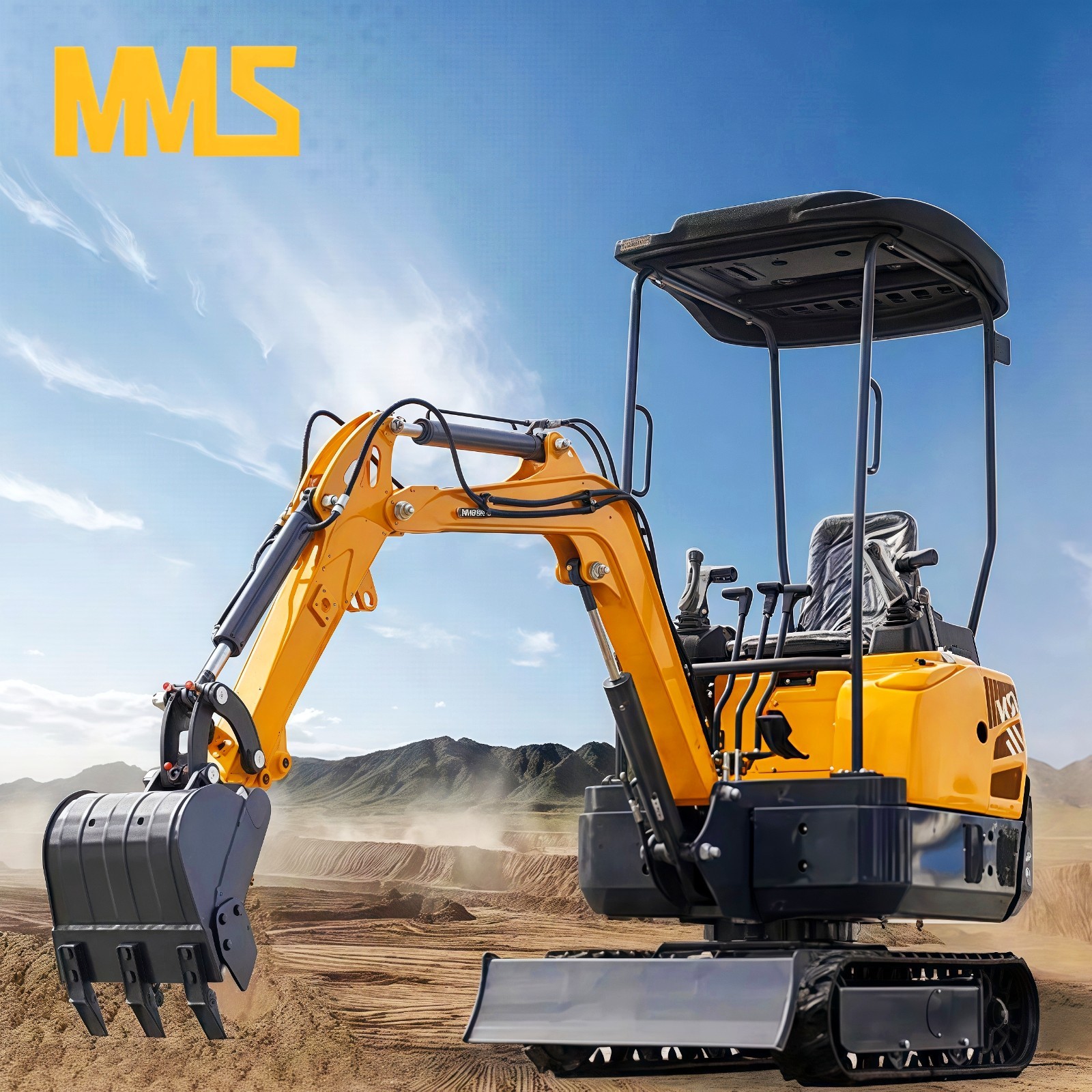 MMS 1.5 Ton Hydraulic Pilot Mini Excavator For Sale 13.5HP EPA Mini Digger
